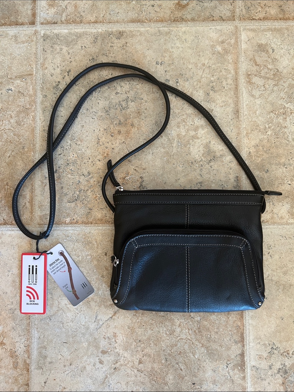 ili New York Black Leather Crossbody Bag